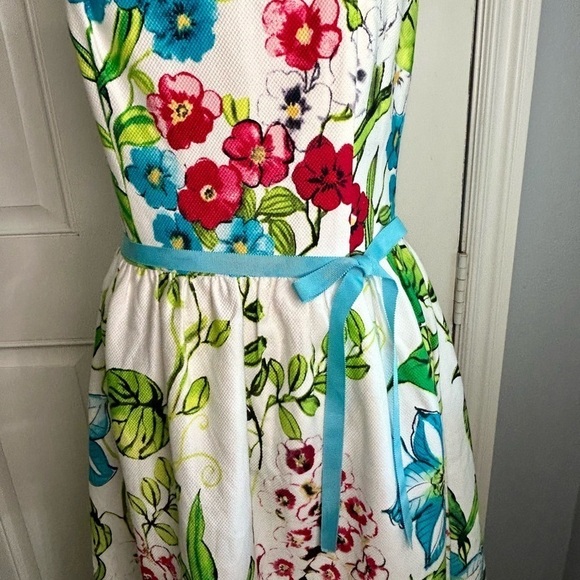 ❤️💚”David Meister” Strapless Floral Midi Dress w/Back Zipper Size 8🩵❤️ - Picture 3 of 11